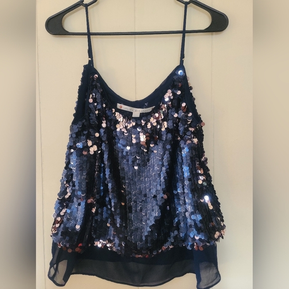 Chelsea & Violet Navy Silver Sequin Tank Top - Picture 1 of 3